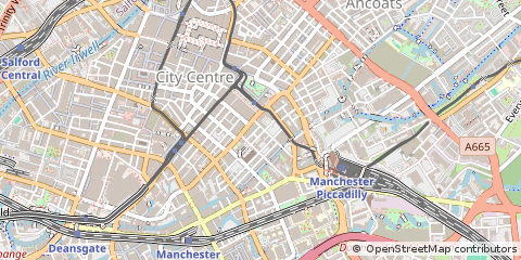 Map of Manchester, Lancashire