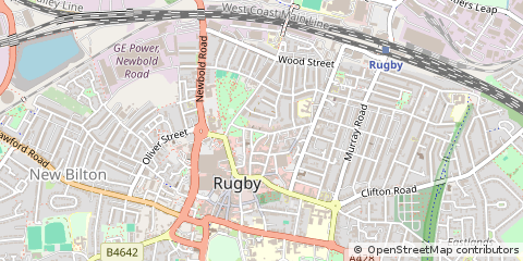 Map of Rugby, Warwickshire