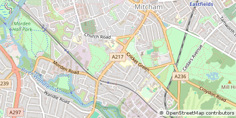 Map of Mitcham, Surrey