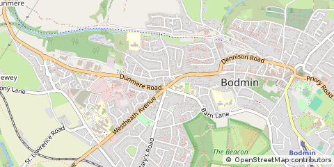 Map of Bodmin, Cornwall