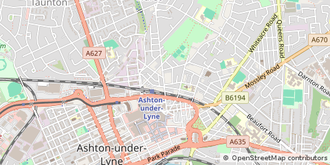 Map of Ashton-Under-Lyne, Lancashire