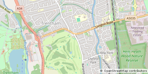 Map of Trentham, Staffordshire