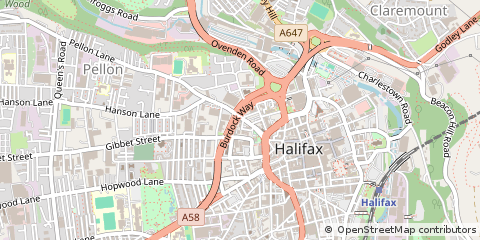 Map of Halifax, West Yorkshire