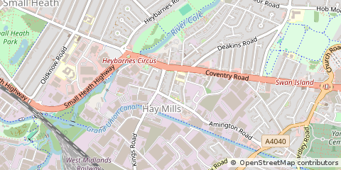 Map of Yardley, Birmingham