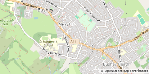 Map of Bushey, Herts