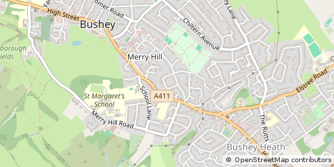 Map of Bushey, Hertfordshire