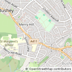 Map of Bushey, Hertfordshire
