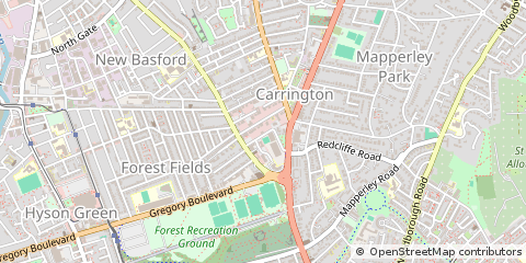 Map of Nottingham, Nottinghamshire