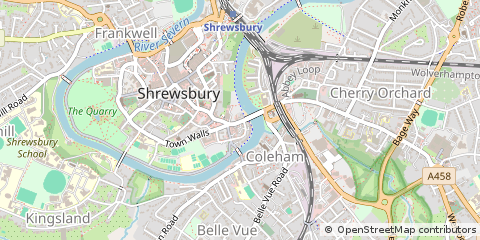 Map of Shrewsbury, Shropshire
