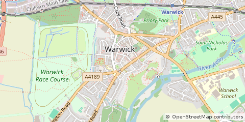 Map of Warwick, Warwickshire