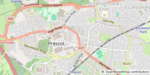 Map of Prescot, Merseyside