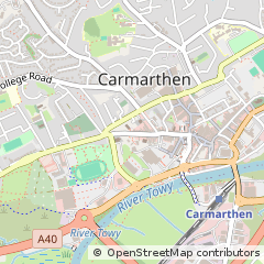 Map of Carmarthen, Carmarthenshire
