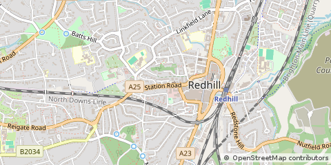 Map of Redhill, Surrey