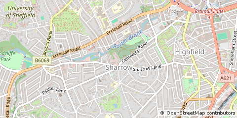Map of Sheffield, South Yorkshire