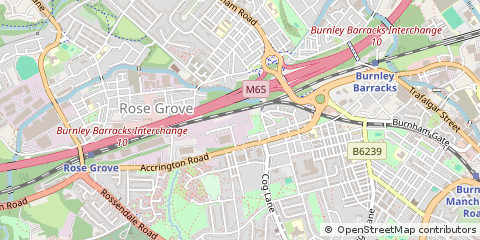 Map of Burnley, Lancashire