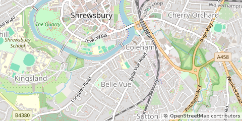 Map of Shrewsbury, Shropshire