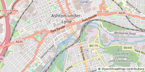 Map of Ashton Under Lyne, Lancashire