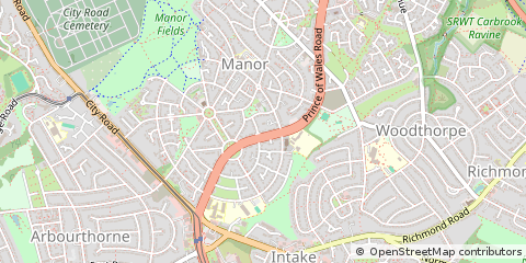 Map of Sheffield, South Yorkshire