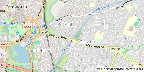 Map of Tamworth, Staffordshire