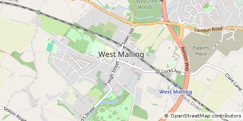 Map of West Malling, Kent