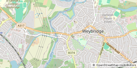 Map of Weybridge, Surrey