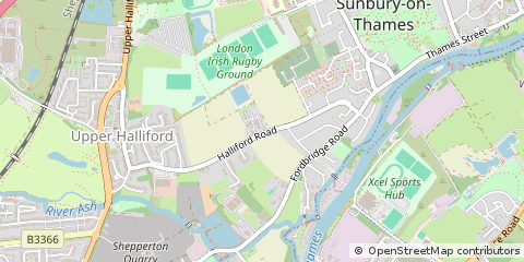 Map of Sunbury-on-Thames, Surrey