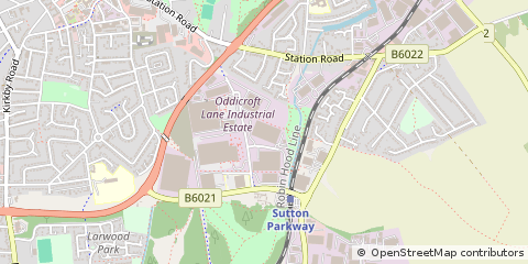 Map of Sutton in Ashfield, Nottinghamshire