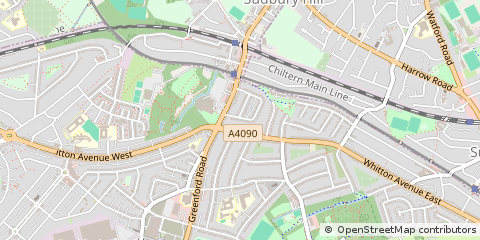 Map of Greenford,, Middlesex