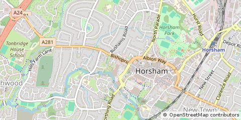 Map of Horsham, West Sussex