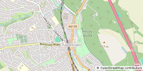 Map of Sheffield, South Yorkshire