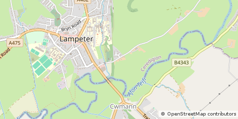 Map of Lampeter, Ceredigion
