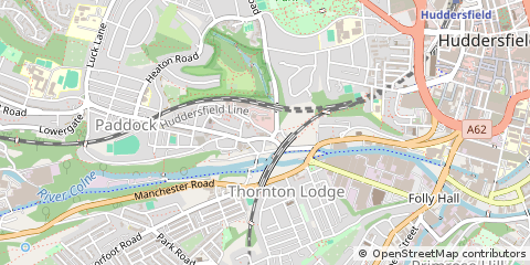 Map of Huddersfield, West Yorkshire