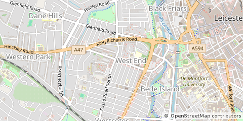 Map of Leicester, Leicestershire