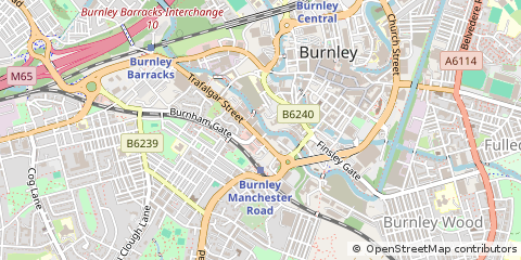 Map of Burnley, Lancashire