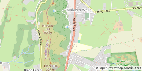 Map of Malvern, Worcestershire