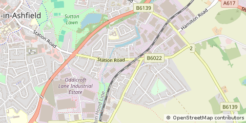 Map of Sutton-in-Ashfield, Nottinghamshire
