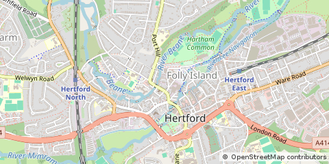 Map of Hertford, Hertfordshire