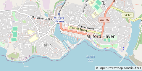 Map of Milford Haven, Pembrokeshire