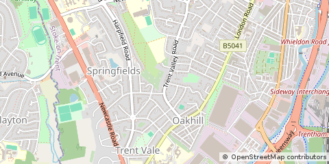 Map of Stoke on Trent, Staffordshire