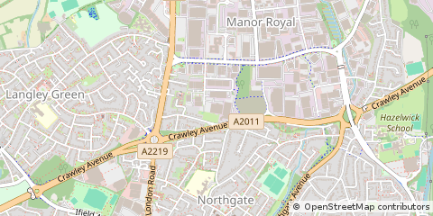 Map of Crawley, West Sussex