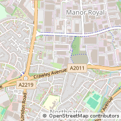 Map of Crawley, West Sussex