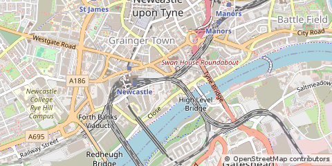 Map of Newcastle Upon Tyne, Tyne And Wear