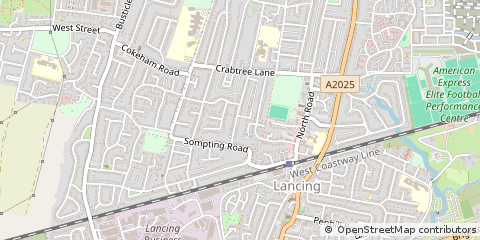 Map of Lancing, West Sussex