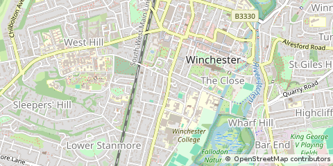 Map of Winchester, Hampshire