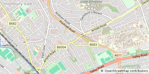 Map of Nottingham, Nottinghamshire