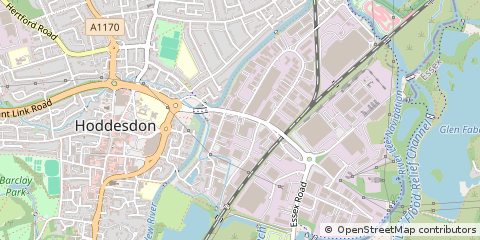 Map of Hoddesdon, Hertfordshire
