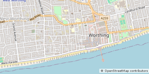 Map of Worthing, West Sussex