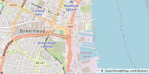 Map of Birkenhead, Merseyside