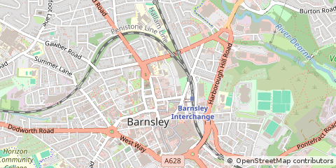 Map of Barnsley, South Yorkshire