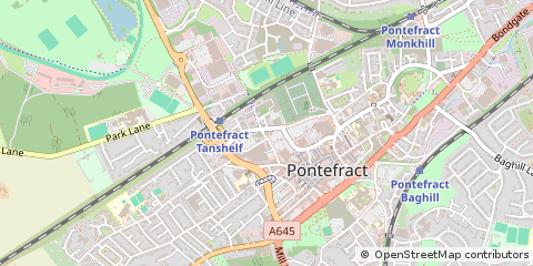 Map of Pontefract, West Yorkshire